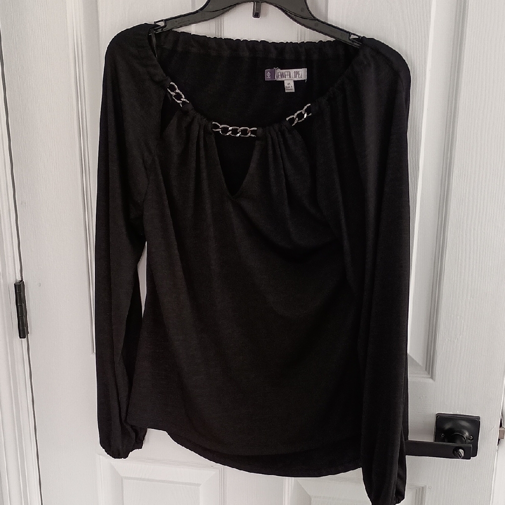 Jennifer Lopez Black Women's Top with Chain Detail. SZ XS